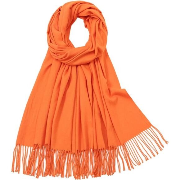 Women's Scarf Pashmina Shawls Wraps Orange2 - Picture 2 of 7